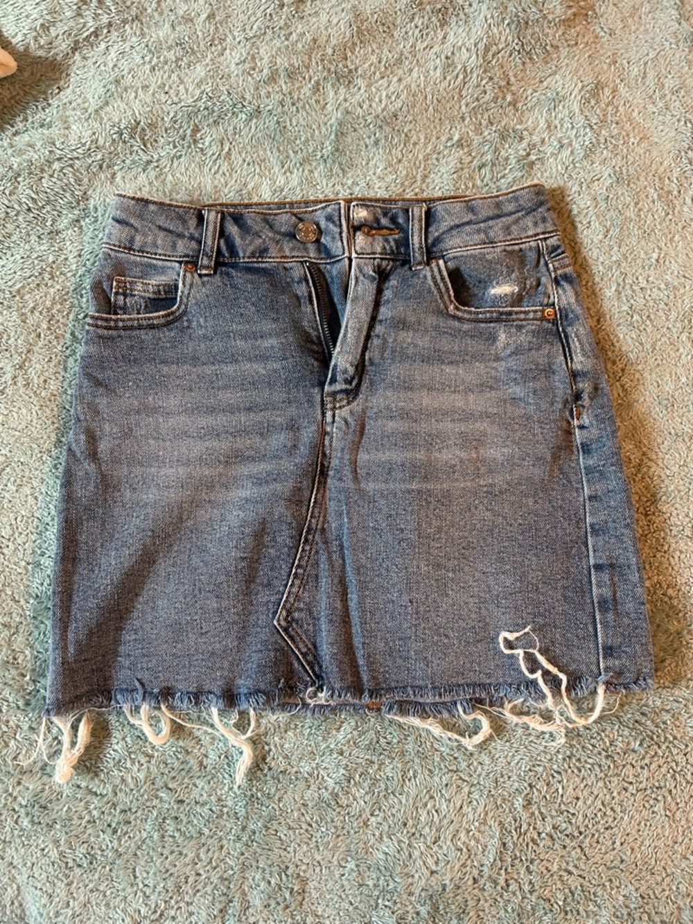 wild fable Distressed Frayed Hem Denim Mini Skirt - Blue